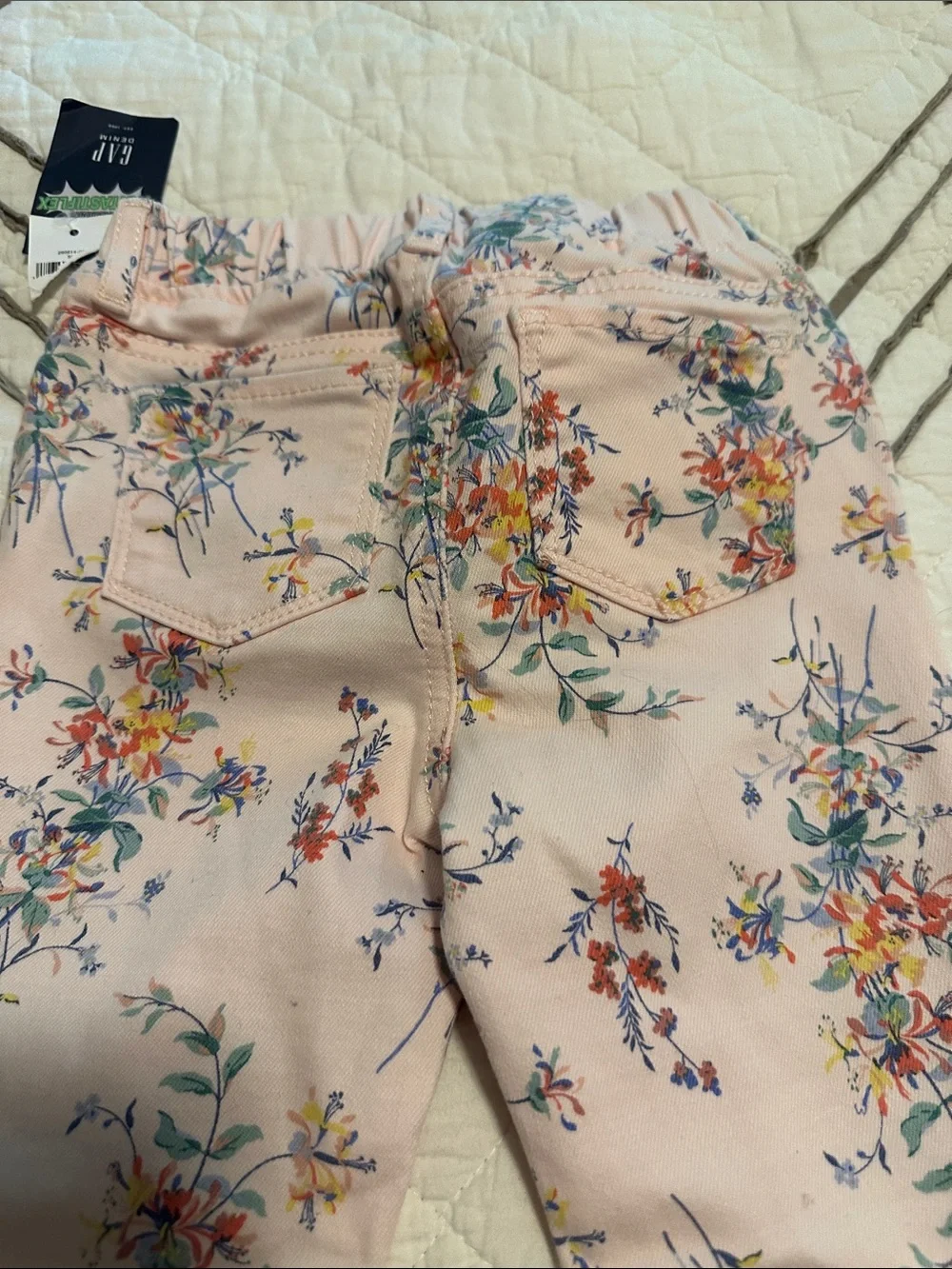 GAP Girls Light Pink Floral Stretch Skinny Jeans